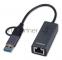 Сетевой адаптер Ethernet Gembird NIC-U7, USB 3.0 + Type-C - Gigabit Ethernet adapter, алюминий, RTL8153