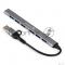 USB-Хаб (концентратор) 7-в-1 ExeGate DUB-761C3 (кабель-адаптер USB Type-A + Type-C --> 6xUSB2.0, 1xUSB3.0, Plug&Play, серебристый)