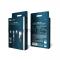 Кабель USB Rexant 3в1 со съемными магнитными портами, Type-С (2A), Lightning (2,4A), Micro USB (2A), 1,2м, в черной оплетке, с LED подсветкой