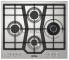 Встраиваемые газовые панели Korting Steel Pro, 60x51 см, газовая, независимая, ромбовидное расположение конфорок, электроподжиг, газ-контроль, чугунные решетки, адаптер для WOK-конфорки, нержавеющая сталь