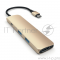 USB адаптер Satechi Slim Aluminum Type-C Multi-Port Adapter with Type-C Charging Port. Интерфейс USB-C. Порты USB Type-C, 2хUSB 3.0, 4K HDMI. Цвет золотой.