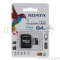 Карта памяти  Micro SecureDigital 64Gb A-DATA AUSDX64GUICL10-RA1 {MicroSDXC Class 10 UHS-I, SD adapter}