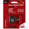 Карта памяти QUMO MicroSDXC 512 GB 90/80 МБ/с UHS-I U3, Pro seria 3.0 с адаптером SD, красная картонная упаковка