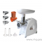 Мясорубка АКСИОН М641.03 БелыйМаксимальная мощность - 2000 Вт Производительность – до 3 кг/мин. В комплекте:приставка для набивки колбас кеббе овощерезка нож с саблевидной режущей кромкой из нержавеющей стали 2 решетки увеличенной толщины из нержаве
