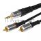 Шнур Стерео 3,5 мм - 2 RCA, длина 3 метра (GOLD-металл) REXANT