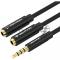 Переходник-разветвитель Vention гибкий Jack 3.5 mm M 4 pin/Jack 3.5 mm F x 2 - 0.3м BBCBY
