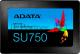 Накопитель 2.5 256GB ADATA SU750 Client SSD ASU750SS-256GT-C SATA 6Gb/s, 550/520, IOPS 65/75K, MTBF 2M, 3D TLC, 200TBW, RTL