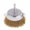 Щетка для дрели, 75 мм, чашка со шпилькой, латунированная витая проволока// Matrix