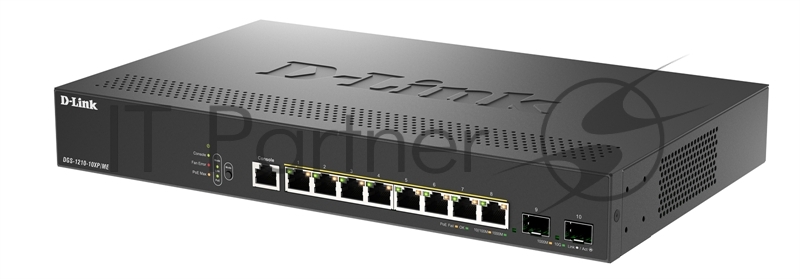 Коммутатор D-Link DGS-1210-10XP/ME/C1A (L2) 8x1Гбит/с 2SFP+ 8PoE+ 240W управляемый