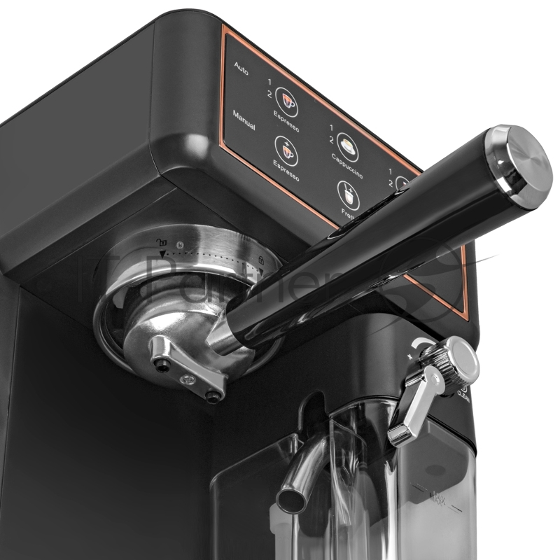 Кофеварка рожкового типа электрическая Endever Costa-1091, объем-1,8л, цвет черный/стальной, мощность 1350 Вт, давление 20 бар, 2 шт/уп