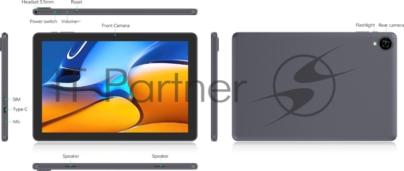 Планшет Digma Z10 SC9863A (1.6) 8C RAM3Gb ROM32Gb 10.1 IPS 1280x800 4G Android 15 Go серый 5Mpix 2Mpix BT WiFi microSD 256Gb 6000mAh 255hrs