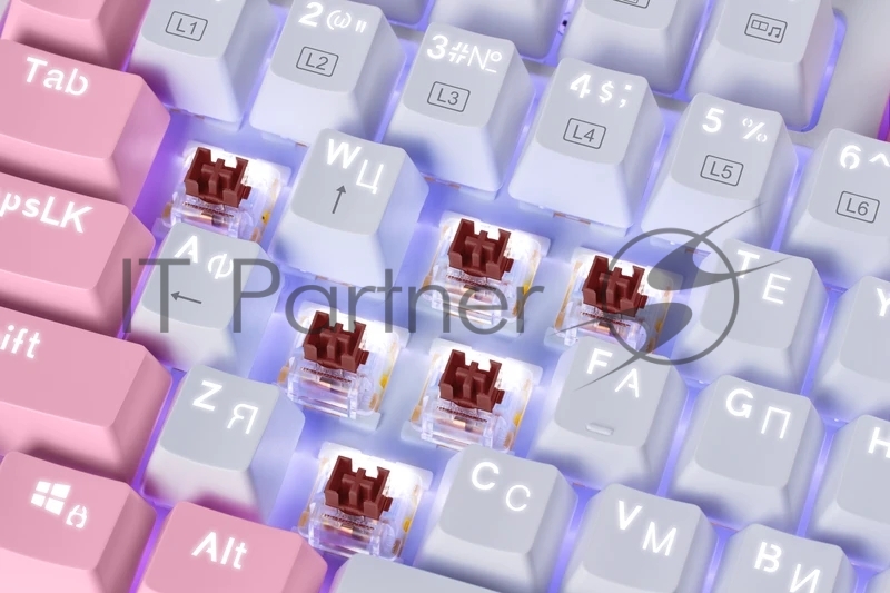 Клавиатура REDRAGON (70821) Hades Бело-розовая, тихая, 104 кн.