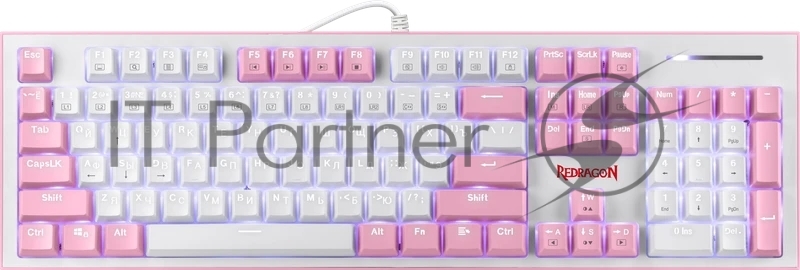 Клавиатура REDRAGON (70821) Hades Бело-розовая, тихая, 104 кн.