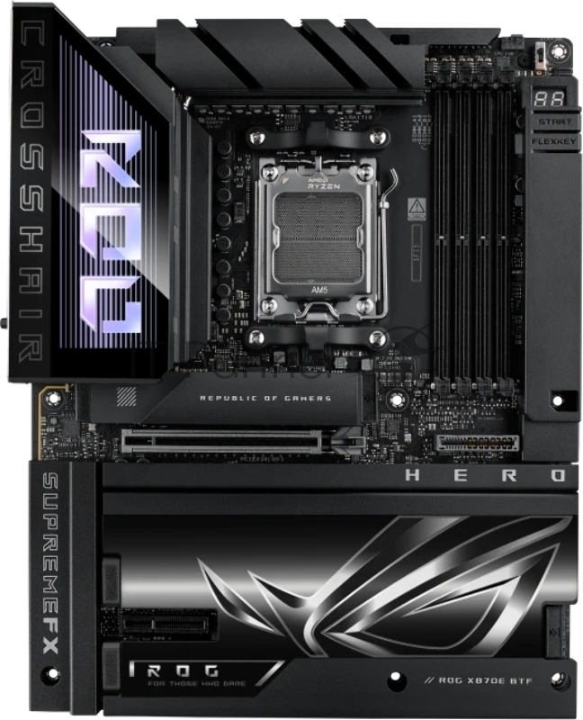 Материнская плата ASUS ROG CROSSHAIR X870E HERO BTF AM5 ATX 4xDDR5 PCIEx16 PCIEx4 5xM.2 4xUSB-C HDMI 5GLAN 2.5GLAN Wi-Fi 7