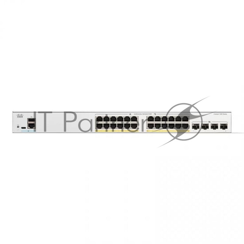 Коммутатор CISCO Catalyst 1200 24x10/100/1000 RJ-45 PoE+, 4x10G SFP+ uplinks, PoE+ 195W, Rack Mounting kit, Fanless, C1200-24P-4X
