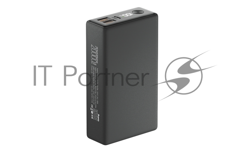 Внешний аккумулятор OLMIO QX-20, 20000mAh, 22.5W, QuickCharge3.0/PowerDelivery, LCD, графитовый.