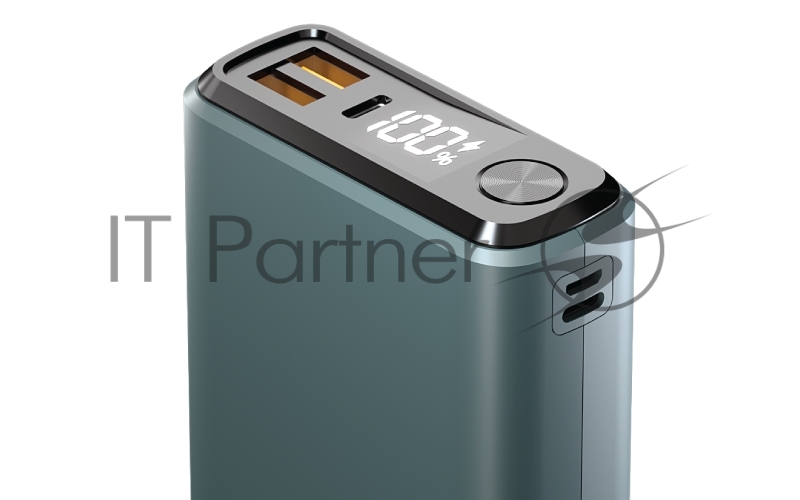 Внешний аккумулятор OLMIO QS-30, 30000mAh, 22.5W, QuickCharge3.0/PowerDelivery, LCD, темно-зеленый.