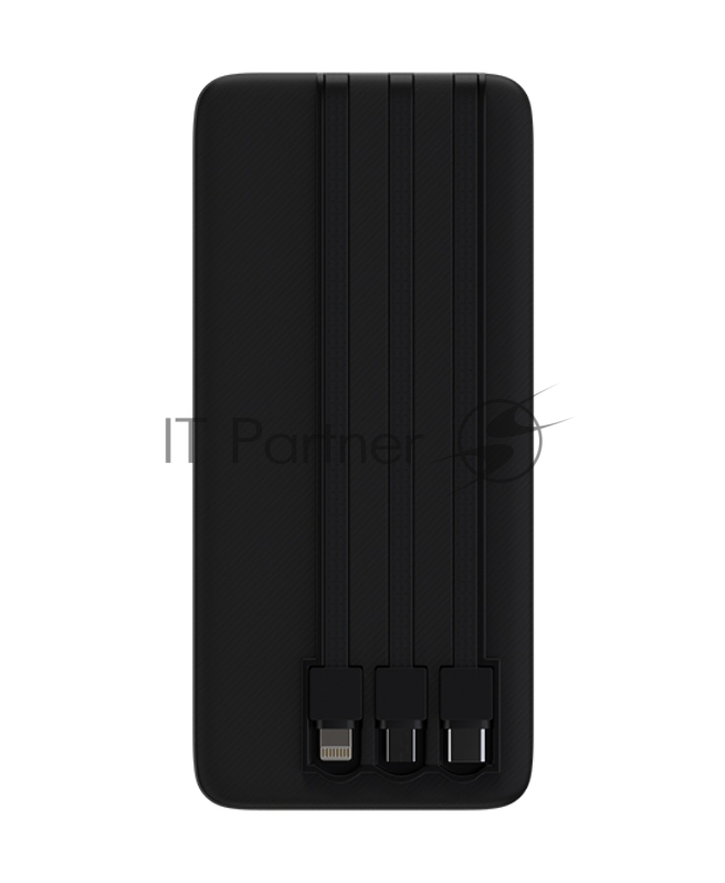 Внешний аккумулятор Maxvi PB10-09 10000мАч, 2A USB + кабели: Type-C/Lightning/MicroUSB