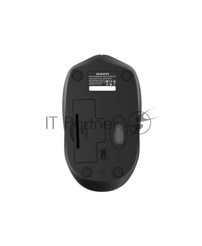 Мышь беспроводная Maxvi MWS-05 black, 3 кнопки, 1000 dpi