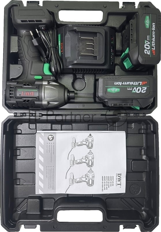 Винтоверт аккумуляторный ударный DWT ASCP-20 DN-4C2 BMC /20 В/350 Нм/до 2400 об.в мин/до 3000 уд.в мин/бесщеточный/LED - подсветка/2 АКБ х 4 Ач/ЗУ/кейс/черный (ASCP-20 DN-4C2 BMC)