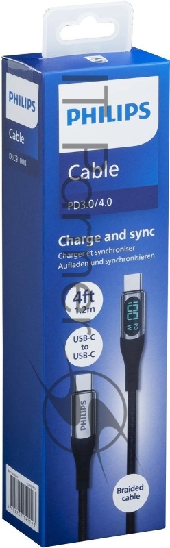 Кабель Philips DLC9100 USB Type-C (m)-USB Type-C (m) 1.2м черный коробка (упак.:1шт)