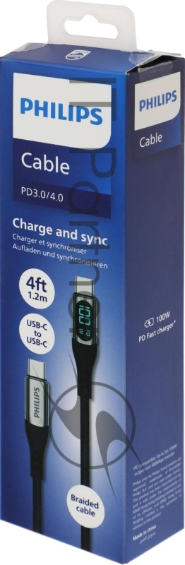 Кабель Philips DLC9100 USB Type-C (m)-USB Type-C (m) 1.2м черный коробка (упак.:1шт)