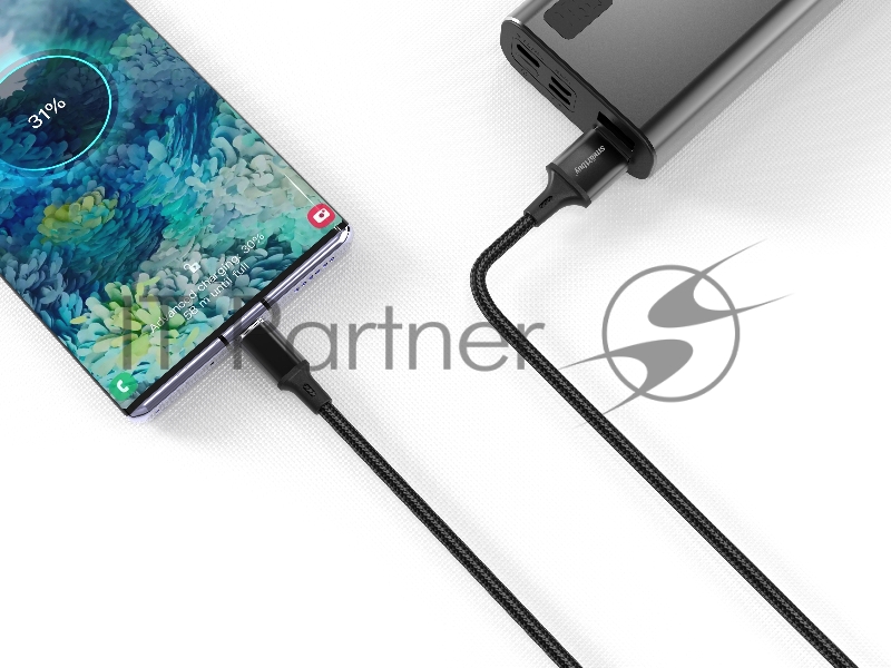 Кабель для зарядки и передачи данных S14 MicroUSB черный, 3 А, 1 м, Smartbuy (iK-12-S14b)