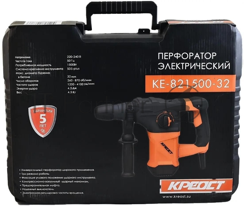 Перфоратор Креост KE-821500-32 патрон:SDS-plus уд.:4.5Дж 1500Вт (кейс в комплекте)