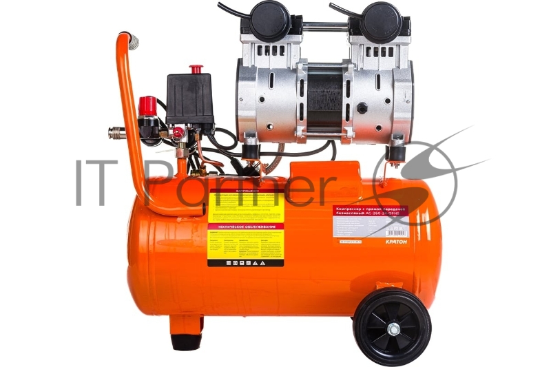 Компрессор поршневой Кратон AC-260-24-OFHS безмасляный 260л/мин 24л 1500Вт оранжевый