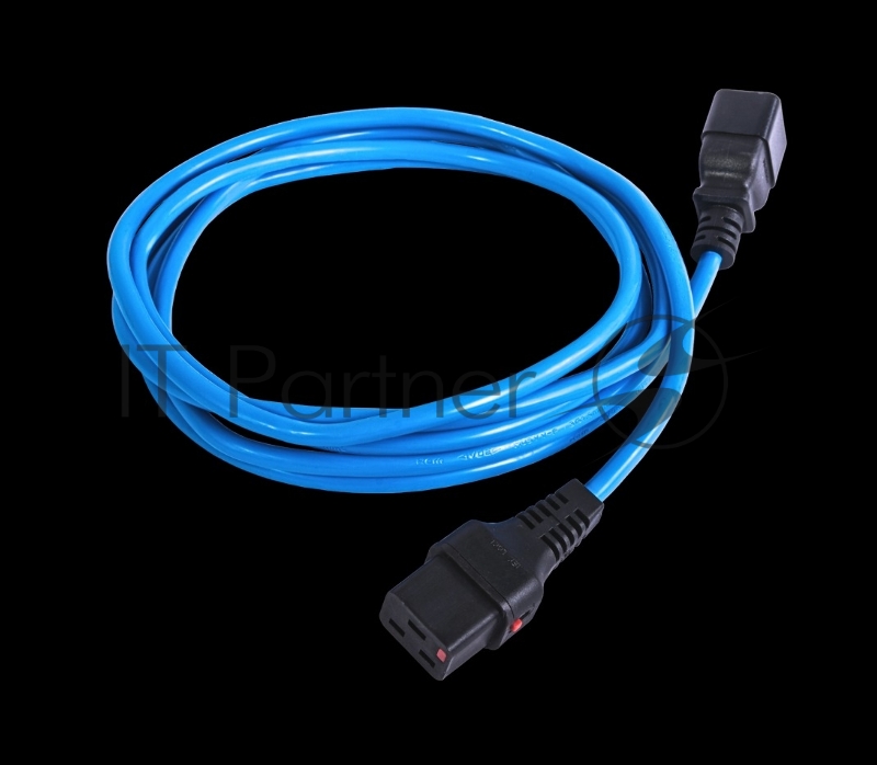 Шнур питания с фиксатором REM IEC 60320 C19/IEC 60320 C20, 16 А / 250 В (3 * 1,5), длина 3 м, синий R-16-Cord-C19-C20-3-Blue