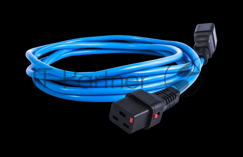 Шнур питания с фиксатором REM IEC 60320 C19/IEC 60320 C20, 16 А / 250 В (3 * 1,5), длина 3 м, синий R-16-Cord-C19-C20-3-Blue