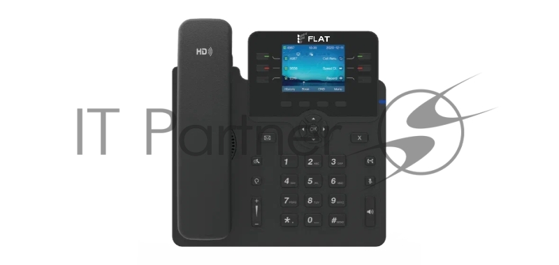 IP-телефон Flat-Phone B6: 6 SIP-аккаунтов, 2 порта 10/100/1000BASE-T (RJ-45), ЖК-дисплей, PoE, адаптер питания 220В