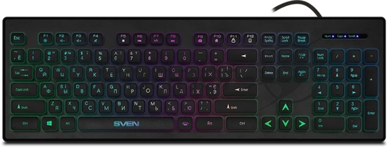 Игровая клавиатура SVEN KB-C7500EL чёрная (USB, 104 кл., RGB подсветка)