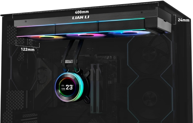 Система водяного охлаждения Lian-Li HydroShift II LCD-C 360CL ARGB Soc-AM5/AM4/1700/1851 черный 4-pin 31dB Al+Cu LCD Ret (G89.GHS2LCD36RB.R0)