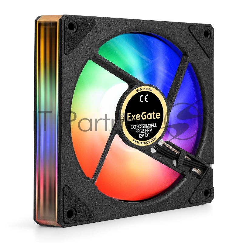Вентилятор с подсветкой ExeGate EX12025HM3PM.FRGB.PRM (120x120x25 мм, FRGB, Hydraulic bearing (гидродинамический), 3pin+Molex, 1200RPM, 24dBA)