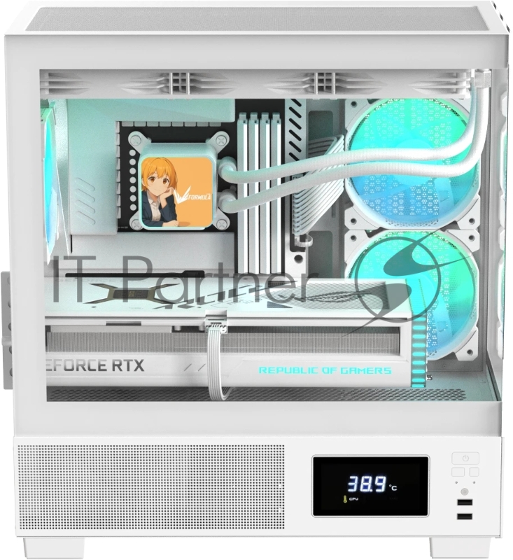 Корпус AeroCool / Formula V Line Crystal E1M White, MATX, USB3.0*2, Switch Display Panel