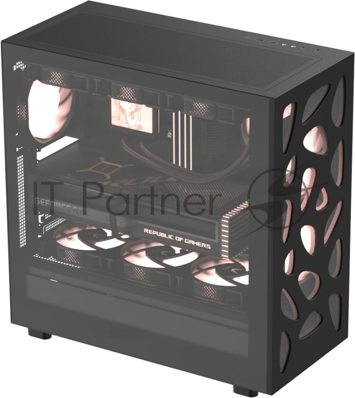 Корпус AeroCool / Formula V Line Mana Stone Black AR, ATX, TYPE-C*1, USB2.0*1, USB3.0*1, FRONT 3x120mm ARGB, REAR 1x120mm ARGB