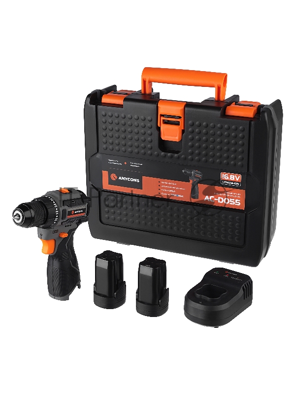Дрель-шуруповерт Anycons AC-DO55, Аккумуляторная, 16В, 2 АКБ, Кейс