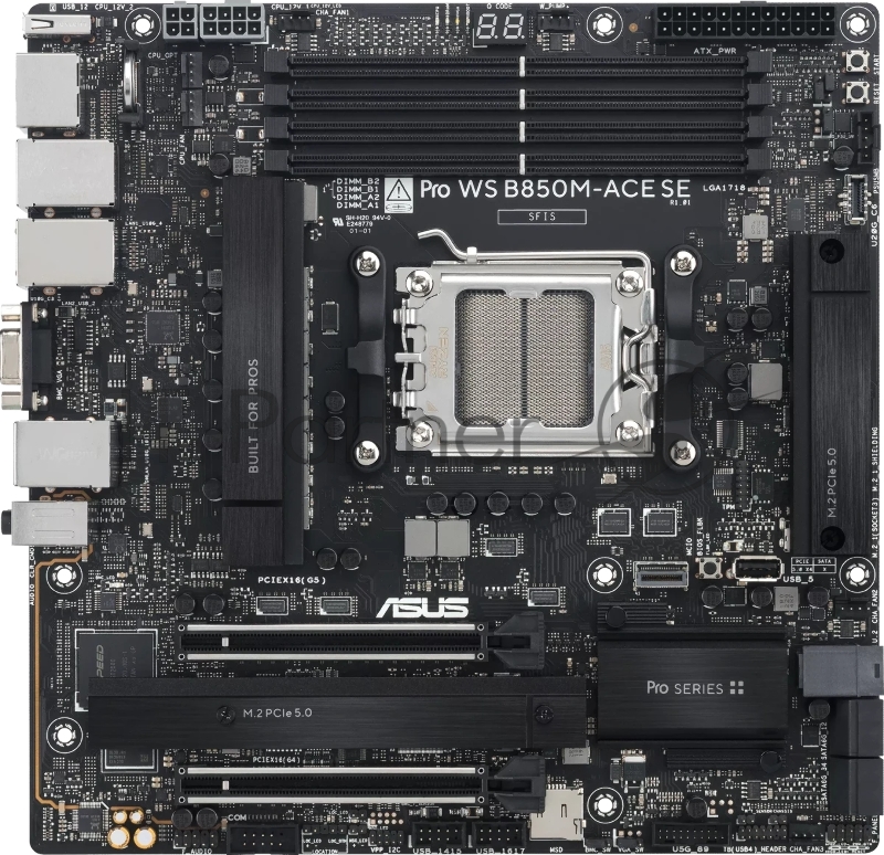 Материнская плата ASUS PRO WS B850M-ACE SE AM5 ATX 4xDDR5 2xPCIEx16 2xM.2 2хUSB-C DP HDMI VGA 10GLAN 2.5GLAN