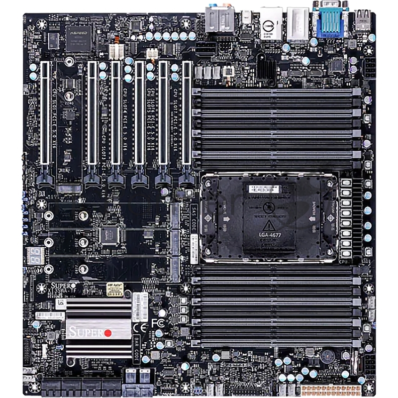 Системная плата MB Supermicro X13SWA-TF-B, E-ATX, 1x LGA-4677 (W-3400, W-2400, W-3500, W-2500 series), Intel® W790, 16x ECC DDR5 RDIMM/LRDIMM, 8x SATA 3, 2x U.2 PCIe 3.0, 6x PCIe 5.0 x16 slots, 4x M.2 PCIe 5.0 x4 slots (M-key 2280/22110), 1x 10GbE R