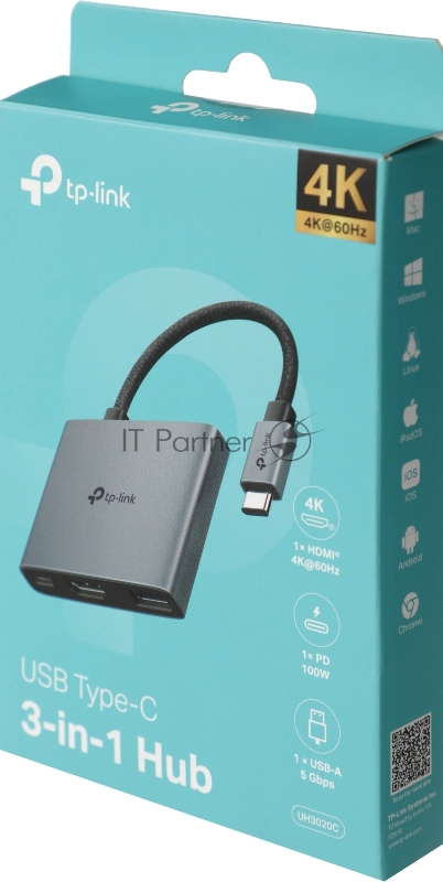 Разветвитель USB-C TP-Link UH3020C 1порт. серый