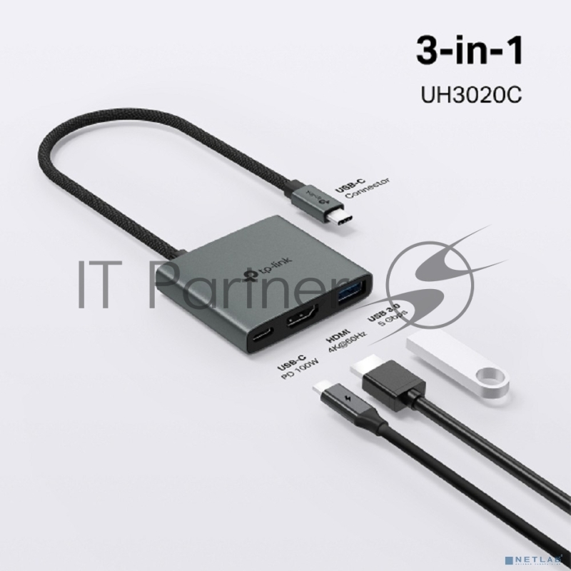 Разветвитель USB-C TP-Link UH3020C 1порт. серый
