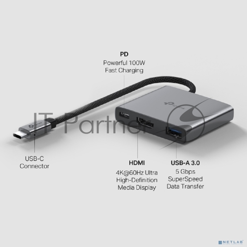 Разветвитель USB-C TP-Link UH3020C 1порт. серый