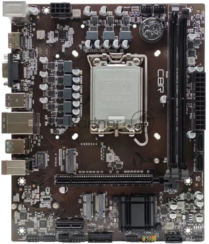 Материнская плата CBR B760-D4 Chipset B760, Socket 1700, 2*DDR4, mATX, HDMI+VGA, 1*PCIEx16, 1*PCIEx1, 1*M.2 (NVME), 3*SATA3, 4*USB 2.0 + 2*USB3.0, LAN 1Gb OEM