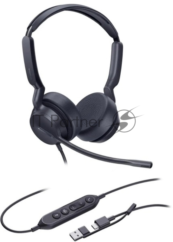 Гарнитура проводная Yealink UH42 SE Dual UC USB-C/A черный