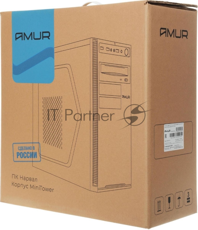 Компьютер Amur Нарвал B7I21 MT i5 12400 (2.5) 16Gb SSD512Gb UHDG 730 FreeDOS 2x2.5GbitEth 500W мышь клавиатура черный (RUS) (2149657)