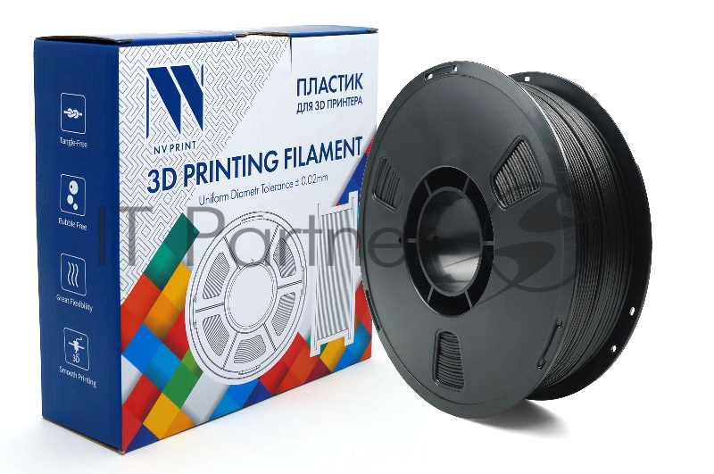 Филамент NV PRINT ABS Carbon Fiber Black с карбоновыми волокнами, черный, для 3D печати диаметр 1.75мм масса 1 кг