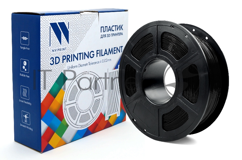 Филамент NV PRINT TPU Black для 3D печати диаметр 1.75мм масса 1 кг