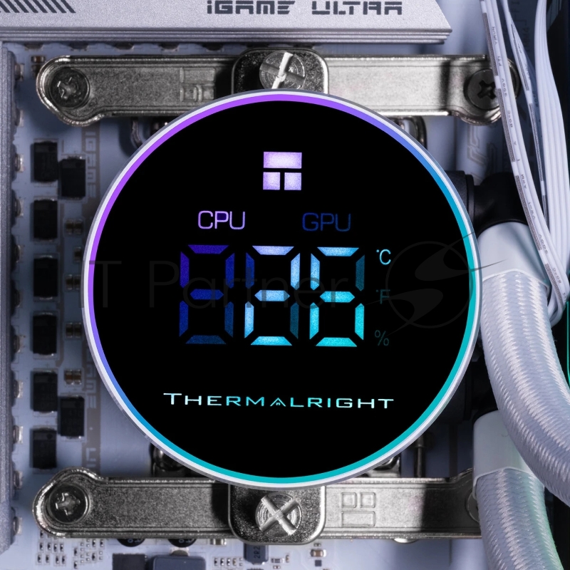 Система водяного охлаждения Thermalright Frozen Magic 360 Digital V2 ARGB Soc-AM5/AM4/1200/1700/1851 белый 4-pin 28dB Al LCD Ret (F-MAGIC-360-DIGITAL-WH-ARGB-V