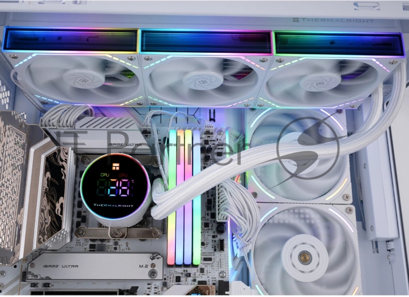 Система водяного охлаждения Thermalright Frozen Magic 360 Digital V2 ARGB Soc-AM5/AM4/1200/1700/1851 белый 4-pin 28dB Al LCD Ret (F-MAGIC-360-DIGITAL-WH-ARGB-V